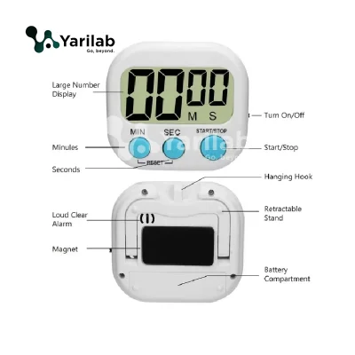Minuterie numérique à grands chiffres, alarme forte, support magnétique avec grand écran LCD